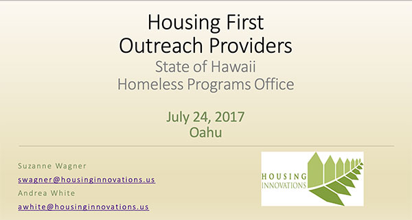 PowerPoint presentation for Outreach Providers